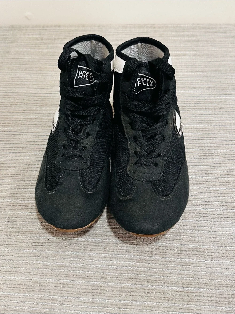 Green Hill Wrestling Shoes Black White High Top Sambo MMA Boots EUR 34 US 4.5